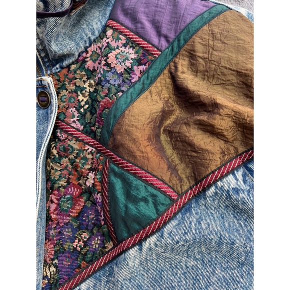 Current Seen Vintage Bomber Jacket Womens Small Acid Wash Tapestry Flannel Lined - Picture 5 of 11